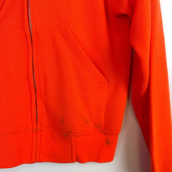 Vintage Ace Sportswear Neon Orange Thermal Lined Full Zip Hoodie - Mens 34/36 S - Picture 3 of 11